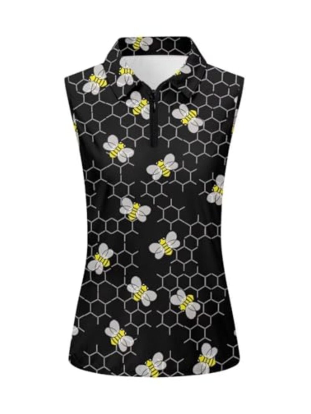 Women's Sleeveless Golf Polo Shirt Quarter Zip Athletic Tennis Tank Top
